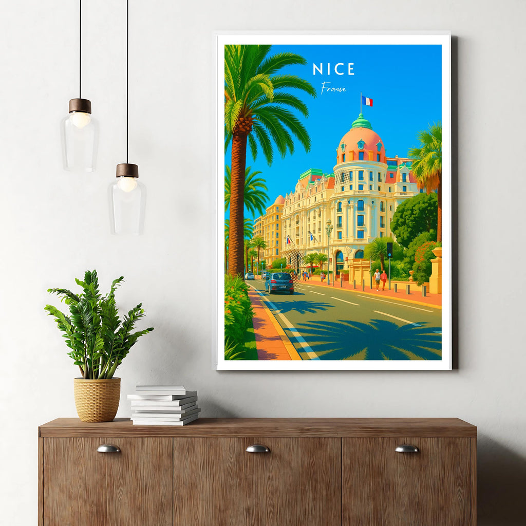Affiche voyage - Nice, Côte d’Azur, France, Promenade des Anglais - art moderne, impression, poster