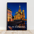 Affiche voyage - Saint Petersbourg, Russie, Europe, Cathédrale Saint-Sauveur - art moderne, impression, poster