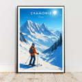 Affiche voyage - Chamonix, Alpes, France, Ski - art moderne, impression, poster