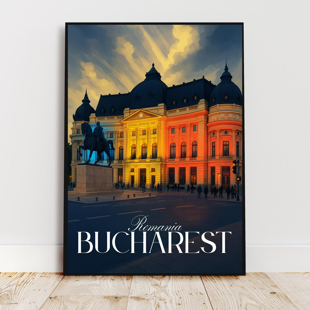 Affiche voyage - Bucarest, Roumanie, Europe, Université - art moderne, impression, poster