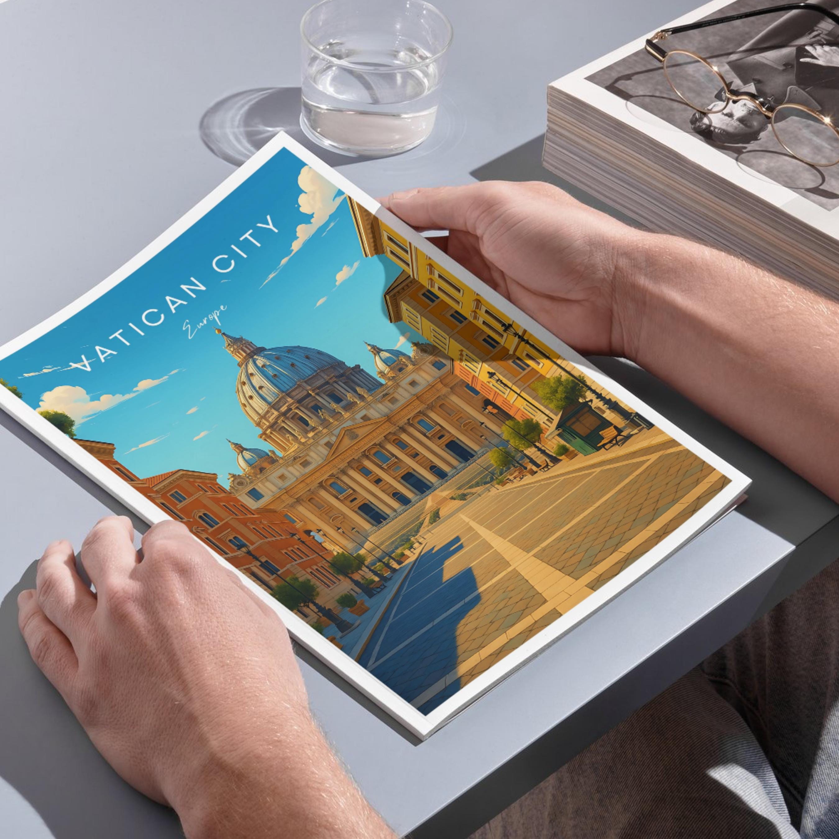 Affiche voyage - Cité du Vatican, Europe, Basilique Saint-Pierre, Unesco - art moderne, impression, poster