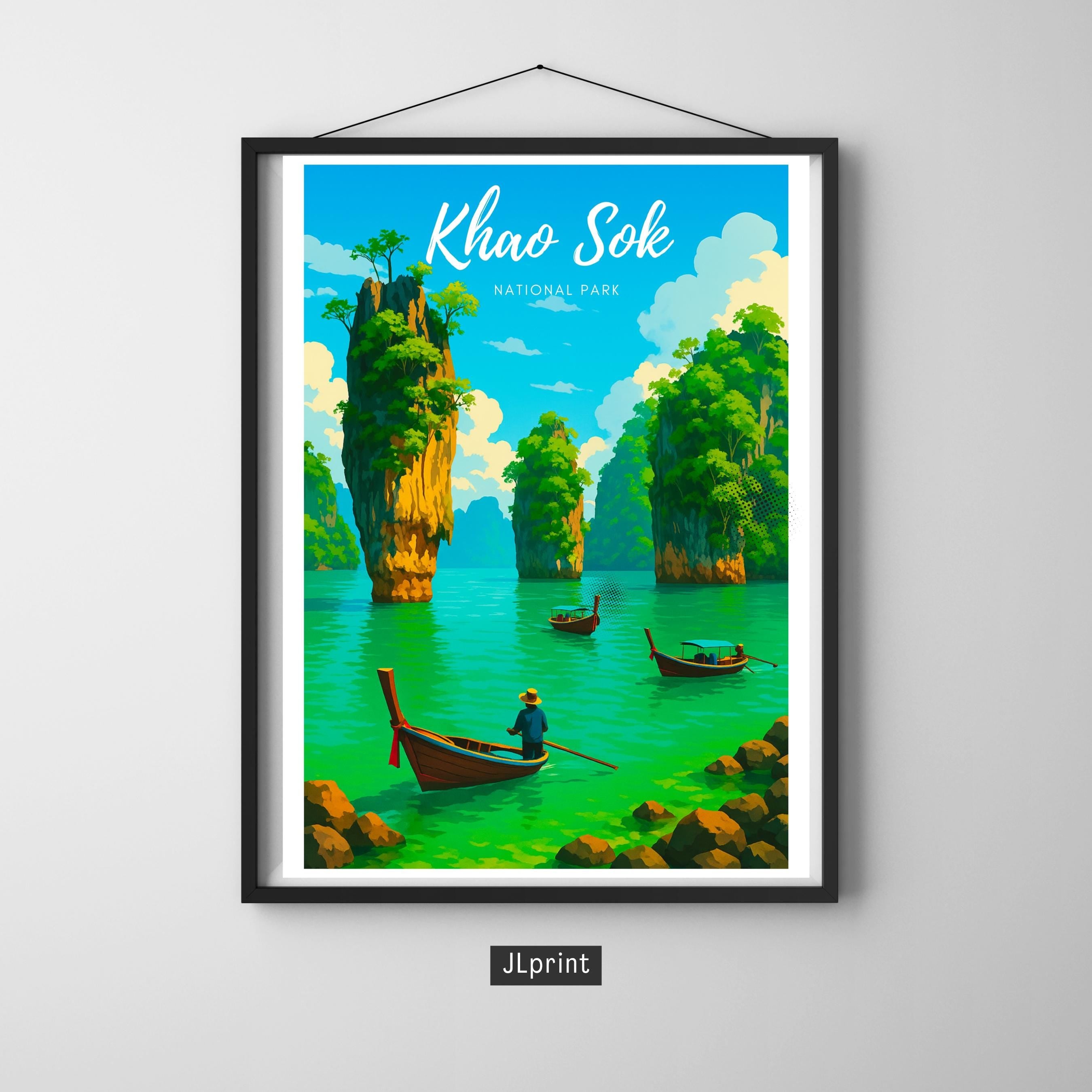 Affiche voyage - Khao Sok, Parc National, Thaïlande, Asie - art moderne, impression, poster
