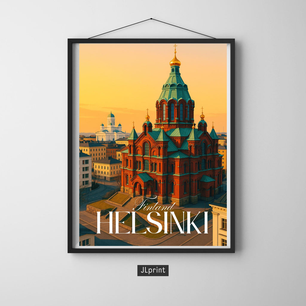 Affiche voyage - Helsinki, Finlande, Europe, Cathédrale Uspenski- art moderne, impression, poster