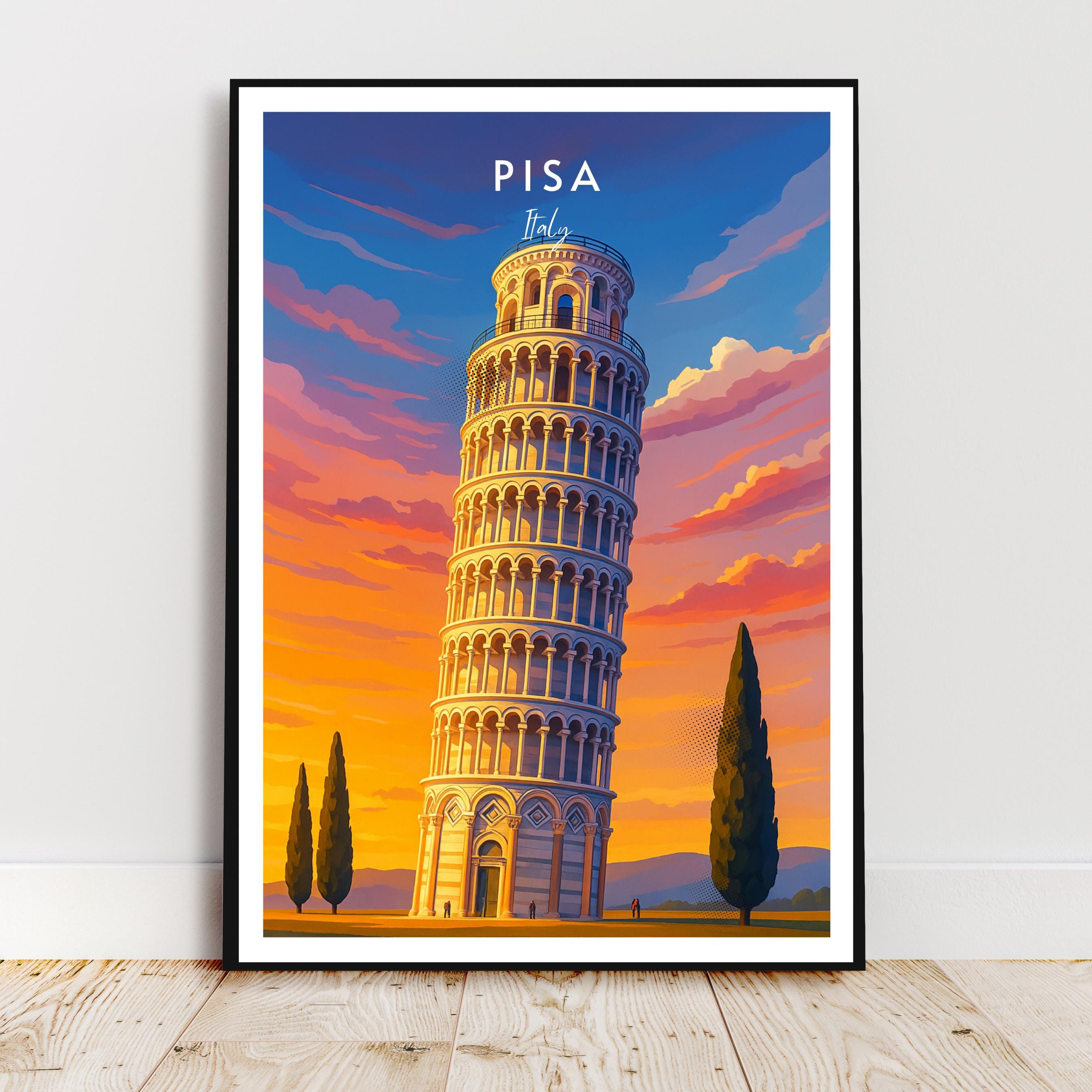 Affiche voyage - Pise, Toscane, Italie, Tour de Pise - art moderne, impression, poster