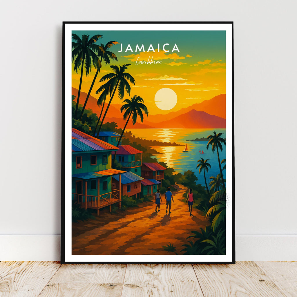 Affiche voyage - Jamaïque, Caraïbes, Amérique, Coucher de Soleil - art moderne, impression, poster