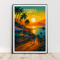 Affiche voyage - Jamaïque, Caraïbes, Amérique, Coucher de Soleil - art moderne, impression, poster