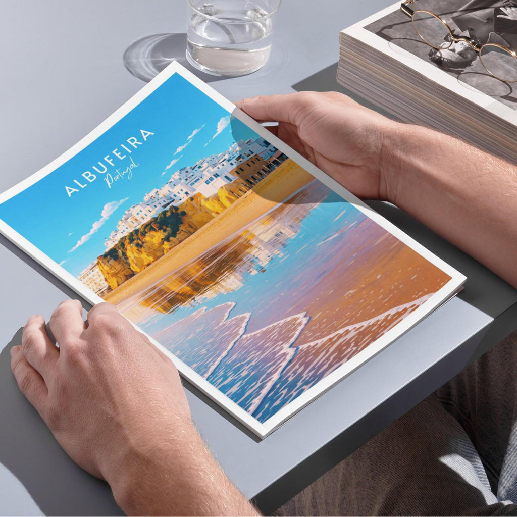 Affiche voyage - Albufeira, Algarve, Portugal, Plage - art moderne, impression, poster