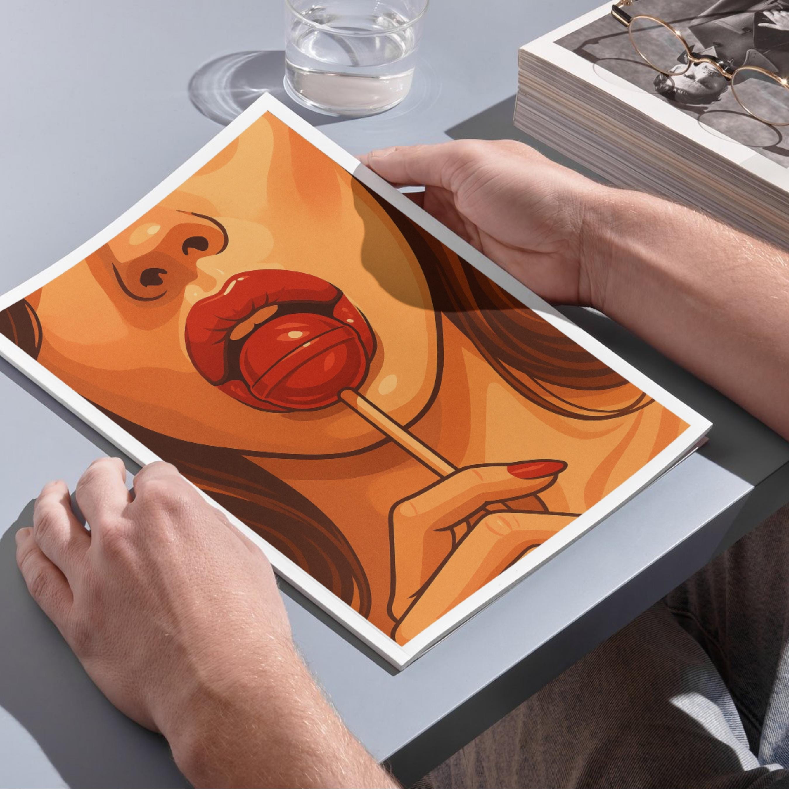 Affiche art - Femme, Glamour, Sexy, Sucette - art moderne, impression, poster