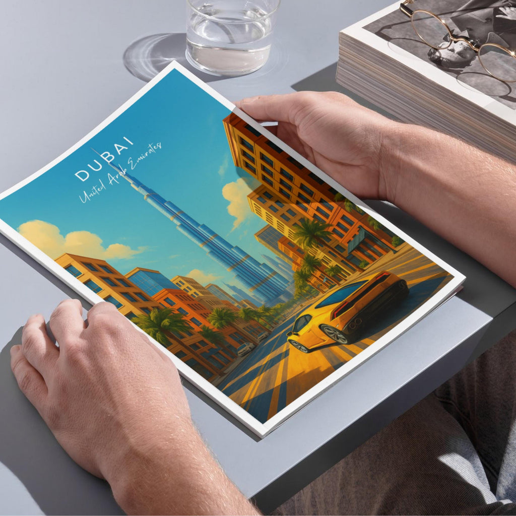 Affiche voyage - Dubaï, Emirats Arabes Unis, Moyen Orient, Burj Khalifa - art moderne, impression, poster