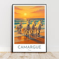 Affiche voyage - Camargue, France, Chevaux, Parc Naturel - art moderne, impression, poster