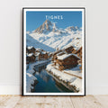 Affiche voyage - Tignes, Alpes, France, Chalets Montagne - moderne, impression, poster