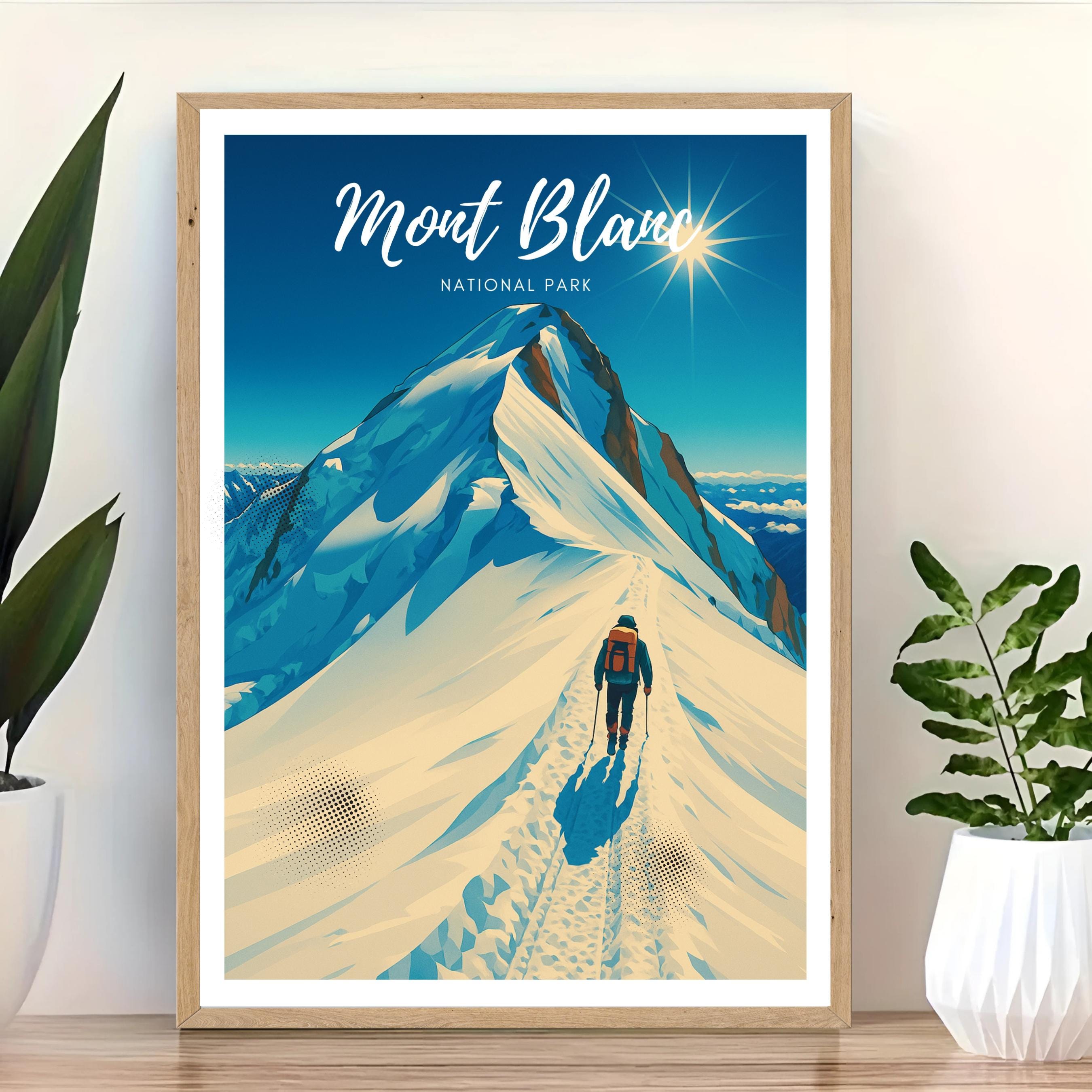 Affiche voyage - Mont Blanc, Parc National, Alpes, Montagne - art moderne, impression, poster