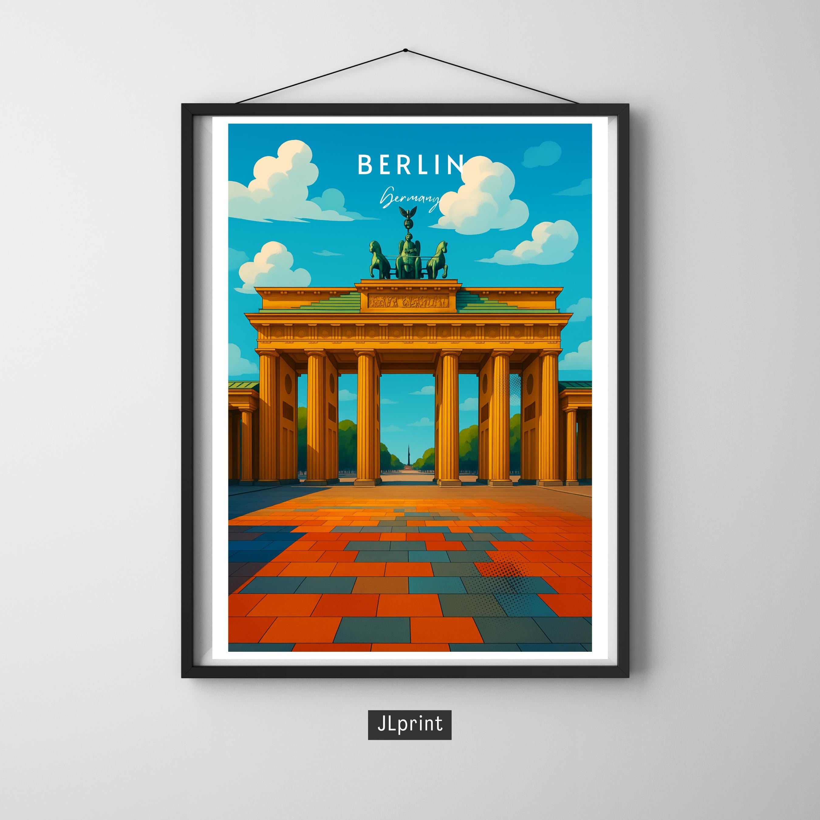 Affiche voyage - Berlin, Allemagne, Europe, Porte de Brandebourg - art moderne, impression, poster