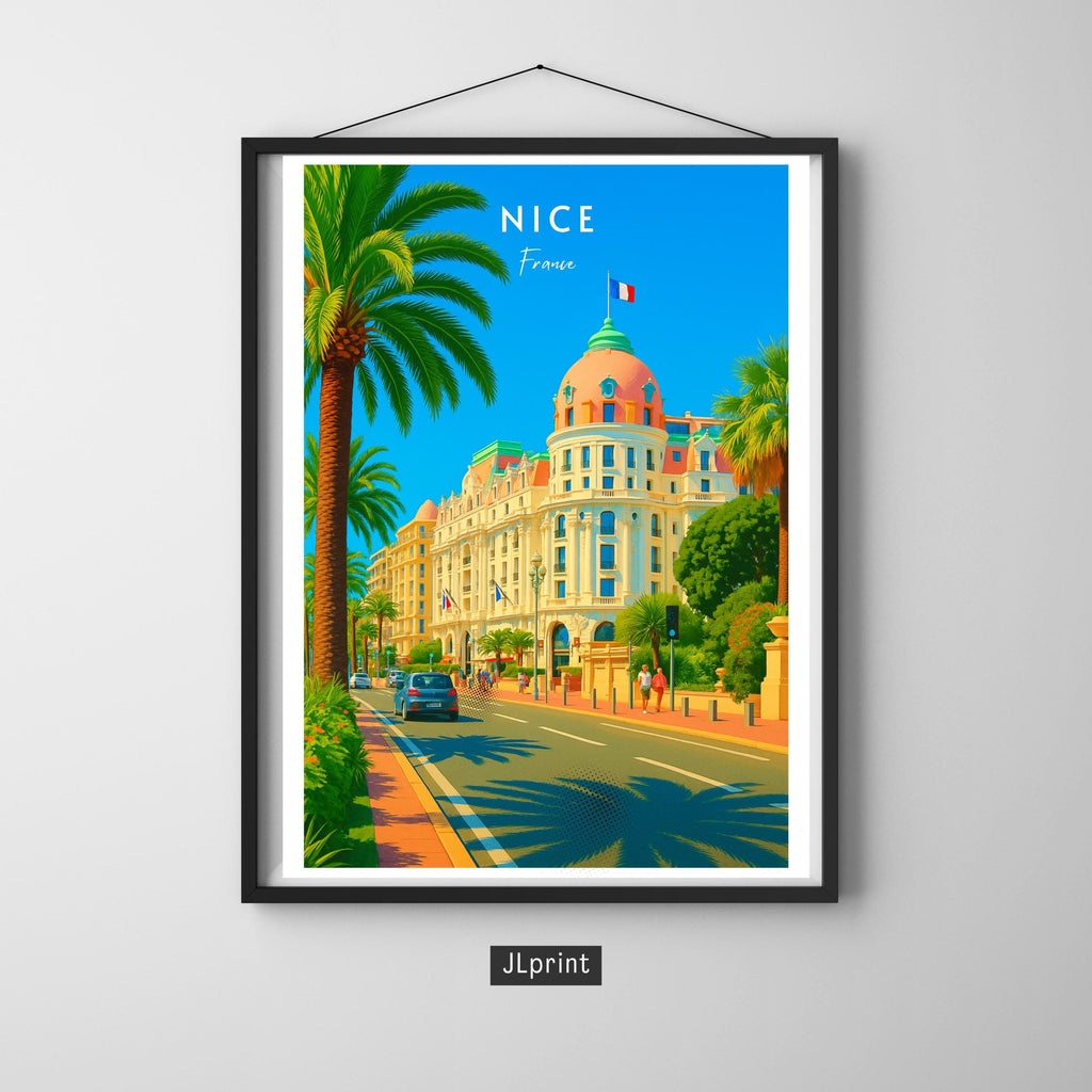 Affiche voyage - Nice, Côte d’Azur, France, Promenade des Anglais - art moderne, impression, poster