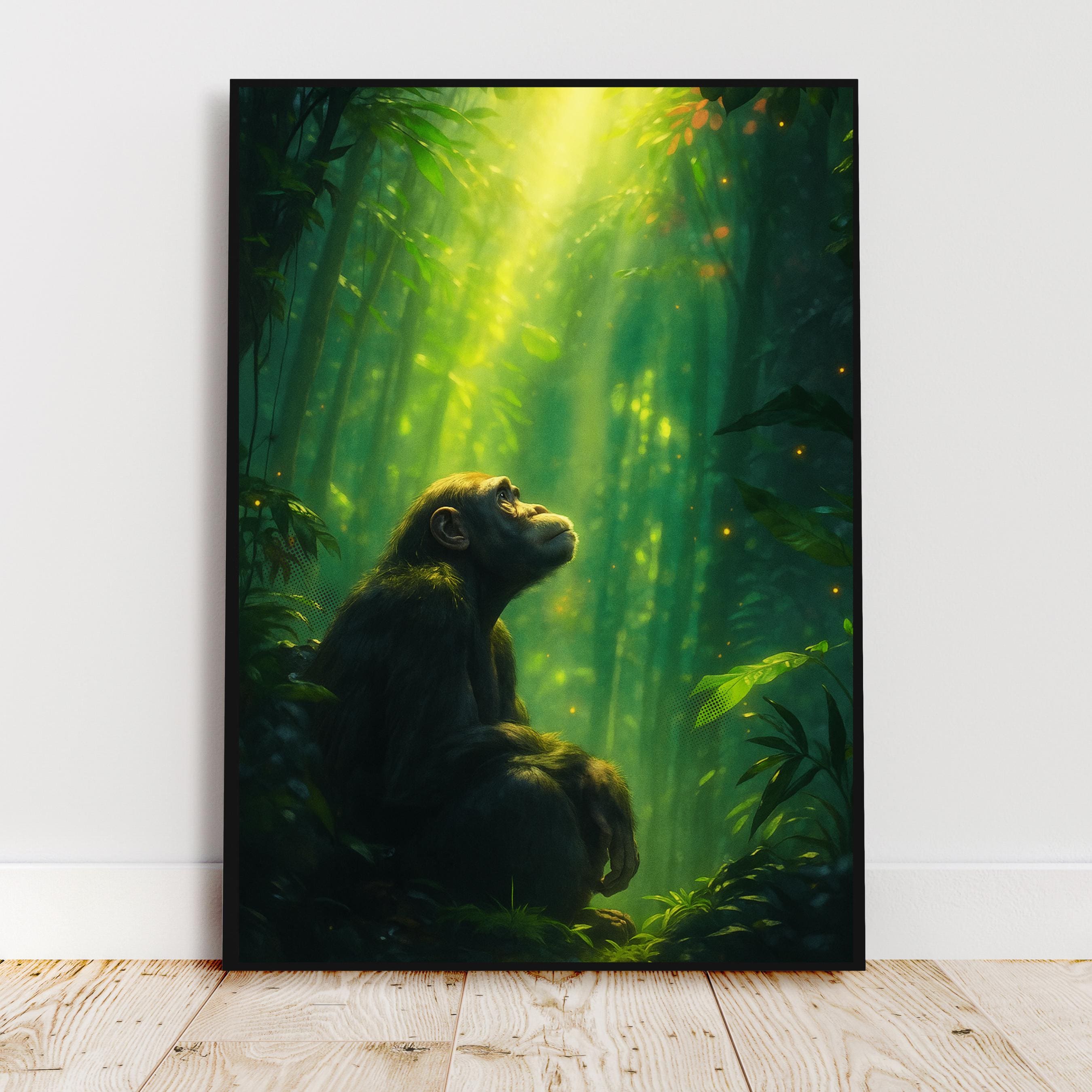 Affiche animaux - Singe, Chimpanzé, Jungle, Nature - art moderne, impression, poster
