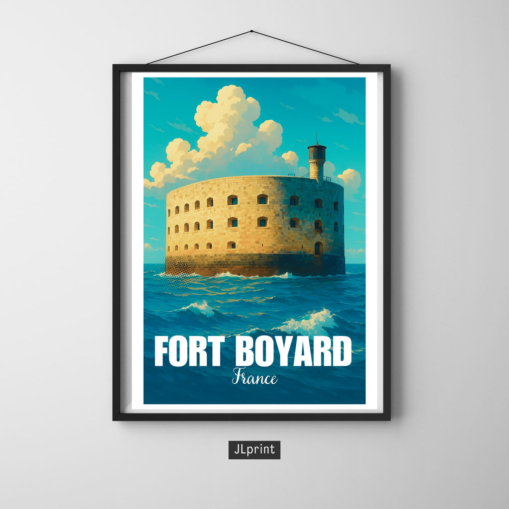 Affiche voyage - Fort Boyard, Charente-Maritime, France, Ocean Atlantique - art moderne, impression, poster