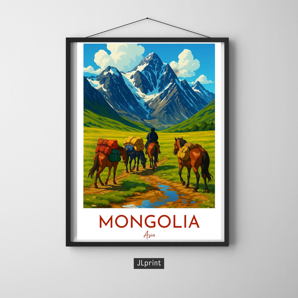Affiche voyage - Mongolie, Asie, Altai, Parc National - art moderne, impression, poster