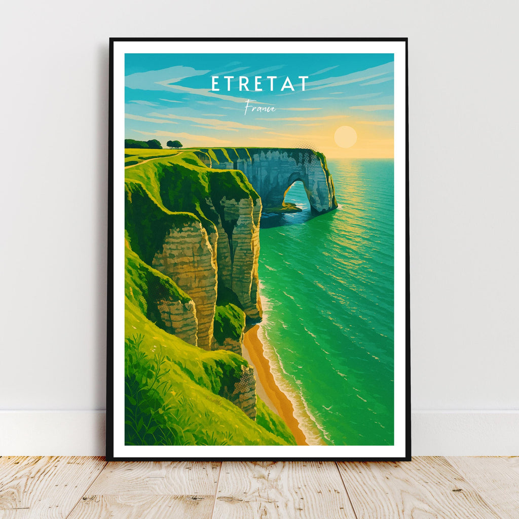 Affiche voyage - Etretat, Normandie, France, Falaises - art moderne, impression, poster
