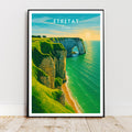 Affiche voyage - Etretat, Normandie, France, Falaises - art moderne, impression, poster