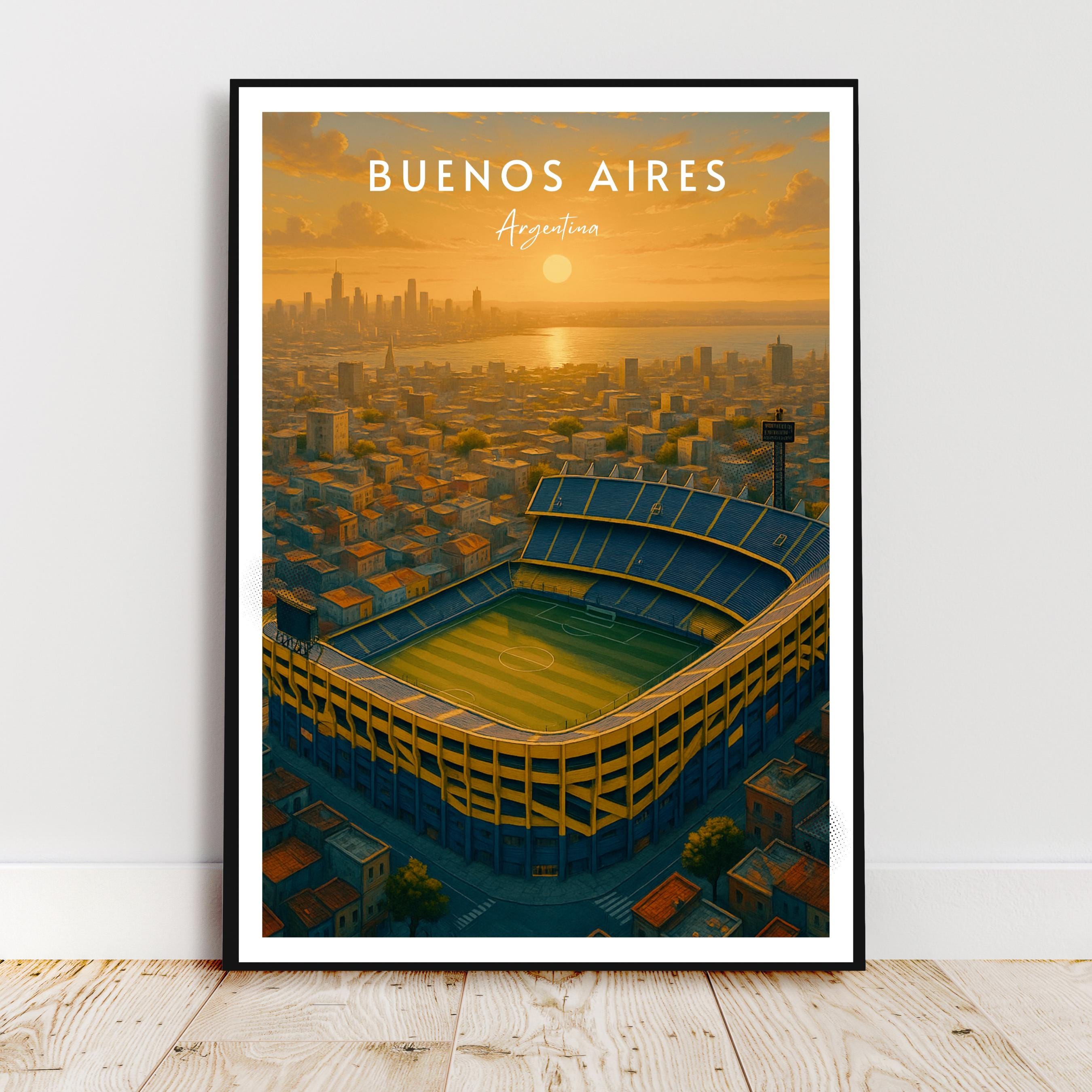 Affiche sport - Football, Buenos Aires, Argentine, Stade Bombonera - art moderne, impression, poster