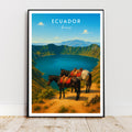 Affiche voyage - Equateur, Amerique, Cordillère des Andes, Lagune de Quilotoa - art moderne, impression, poster