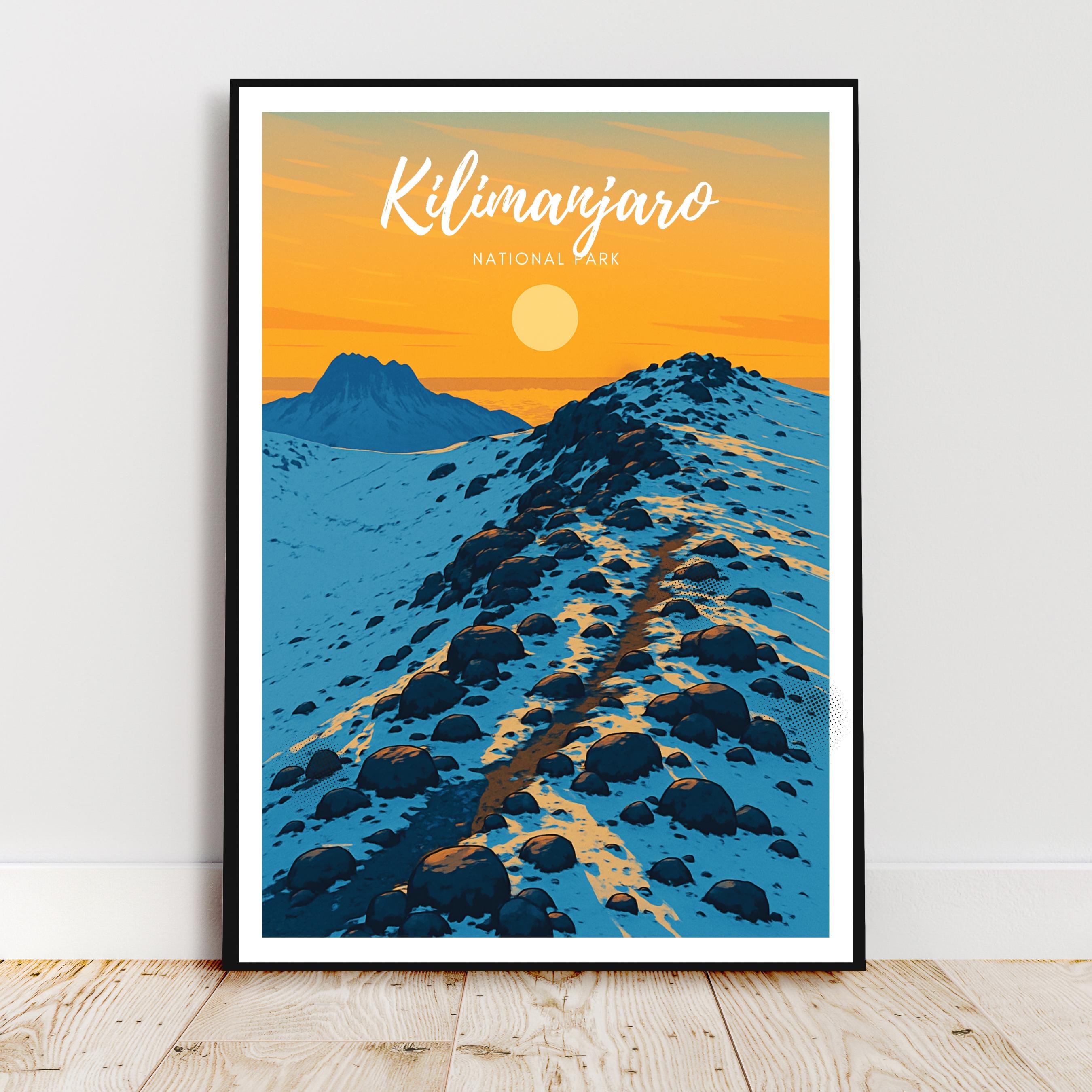 Affiche voyage - Kilimandjaro, Parc National, Tanzanie, Afrique - art moderne, impression, poster