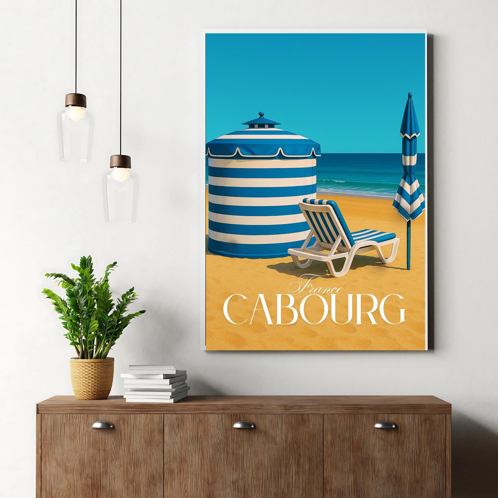 Affiche voyage - Cabourg, Normandie, France, Plage - art moderne, impression, poster
