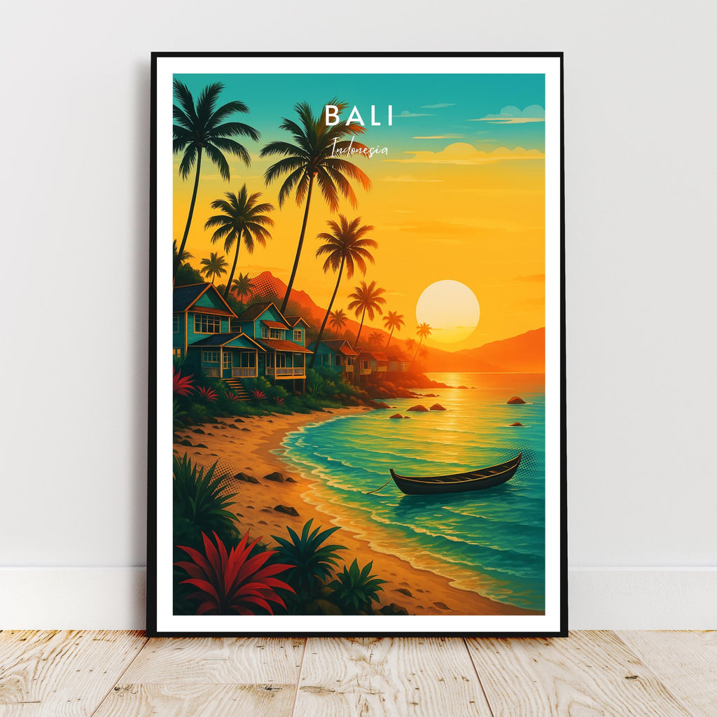 Affiche voyage - Bali, Indonésie, Asie, Plage - art moderne, impression, poster