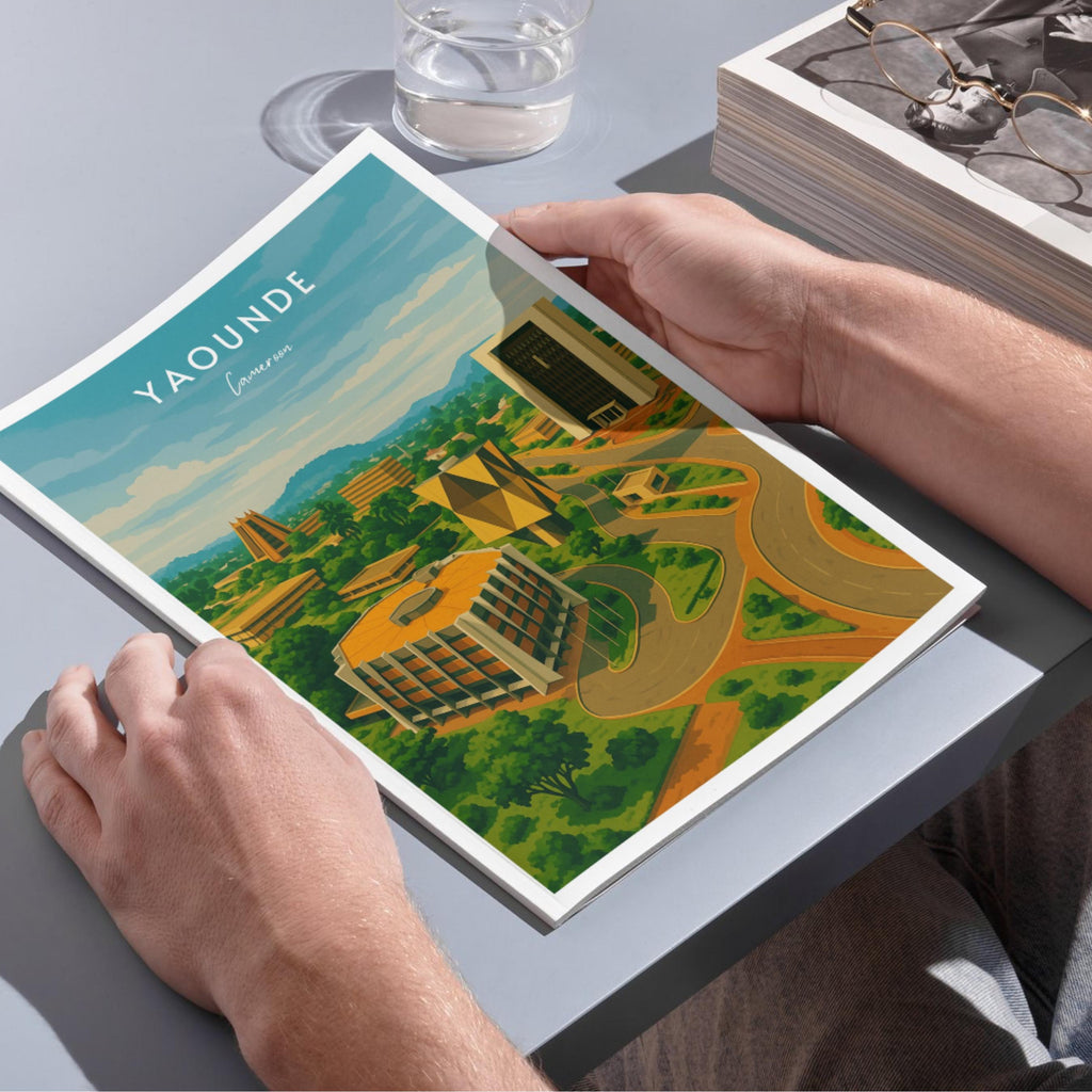 Affiche voyage - Yaoundé, Cameroun, Afrique, Architecture - art moderne, impression, poster