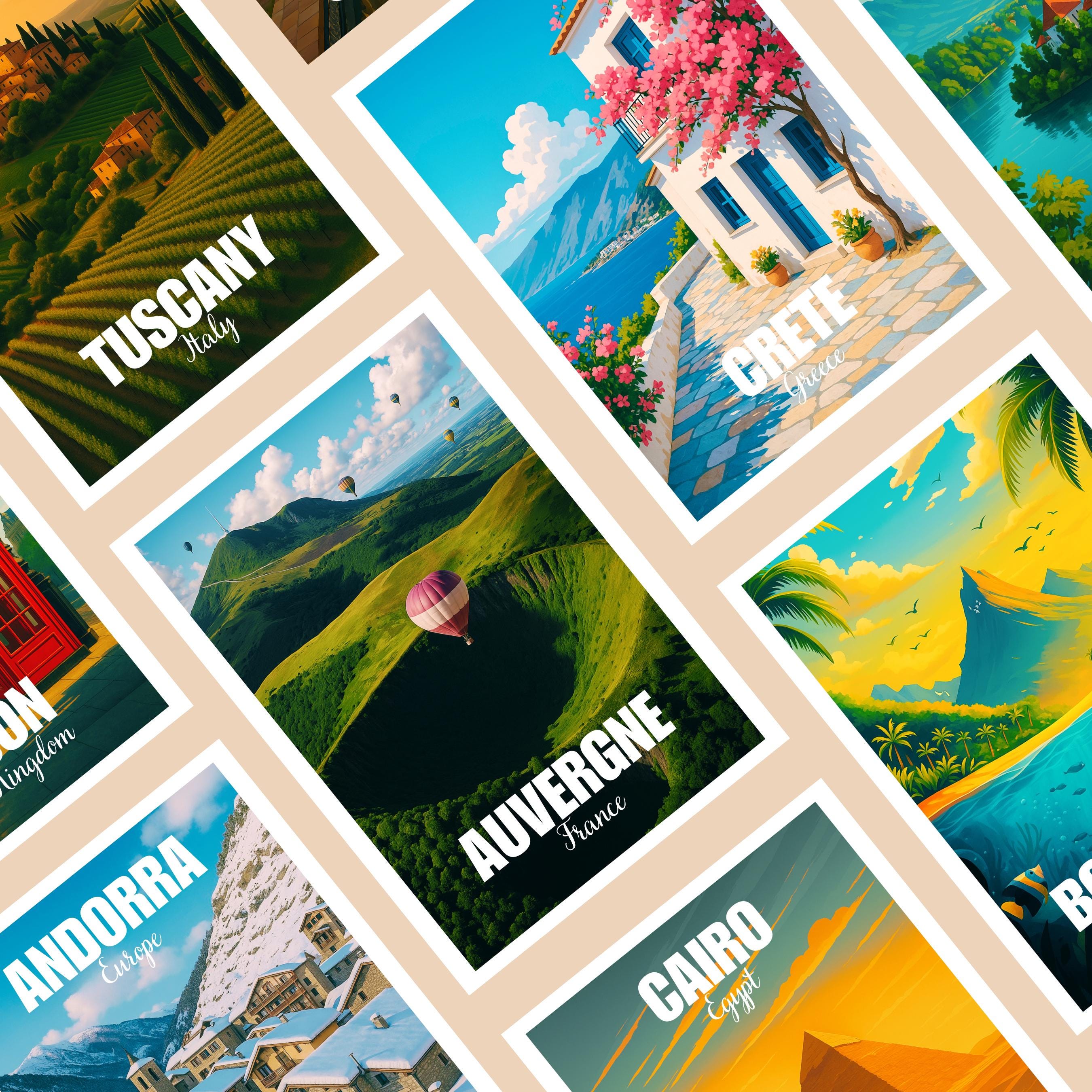 Affiche voyage - Auvergne, Puy de Dôme, France, Volcans - art moderne, impression, poster