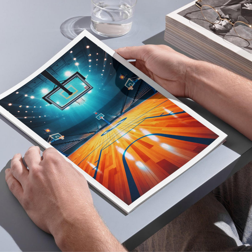Affiche sport - Basketball, Basket, Terrain, Parquet - art moderne, impression, poster