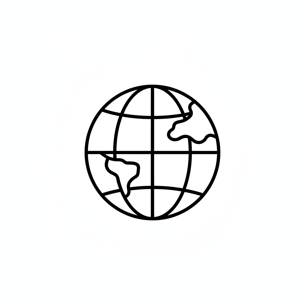 Icône globe noir et blanc